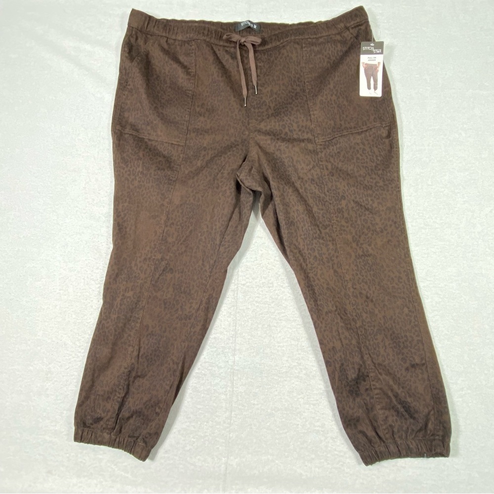 Stitch Star Pull On Jogger Women's 3X Leopard Print Slim Fit Ankle Hi Rise NWT